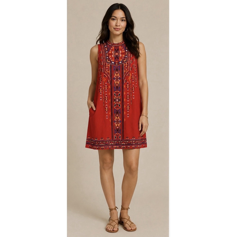 Flying Tomato Dress Multicolor Geometric Boho Eclectic Festival Women's Sz Small